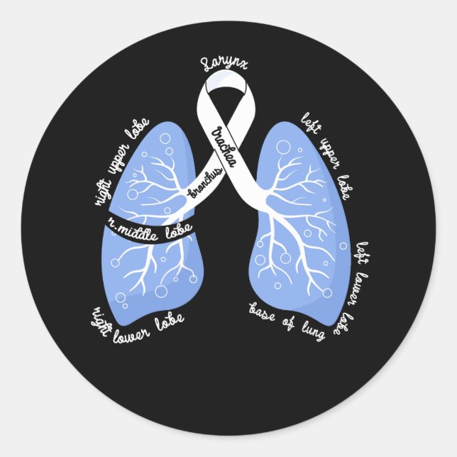 Lung Anatomy Pulmonologist Lung Cancer Awareness R Classic Round Sticker (Front)