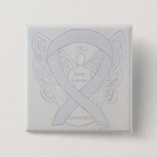 Lung Cancer Awareness Angel Ribbon Art Pin