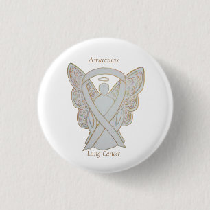 Lung Cancer Awareness Angel Ribbon Art Pin