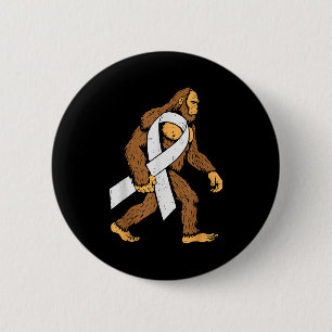 Lung Cancer Awareness Bigfoot White Ribbon Suprt M 6 Cm Round Badge
