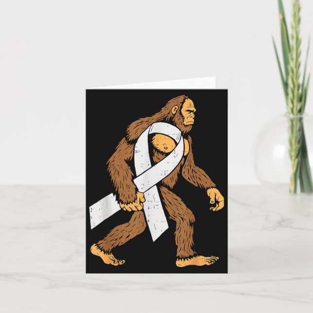 Lung Cancer Awareness Bigfoot White Ribbon Suprt M Card (Front)