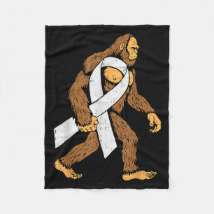 Lung Cancer Awareness Bigfoot White Ribbon Suprt M Fleece Blanket