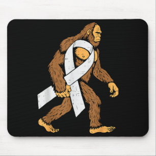 Lung Cancer Awareness Bigfoot White Ribbon Suprt M Mouse Mat