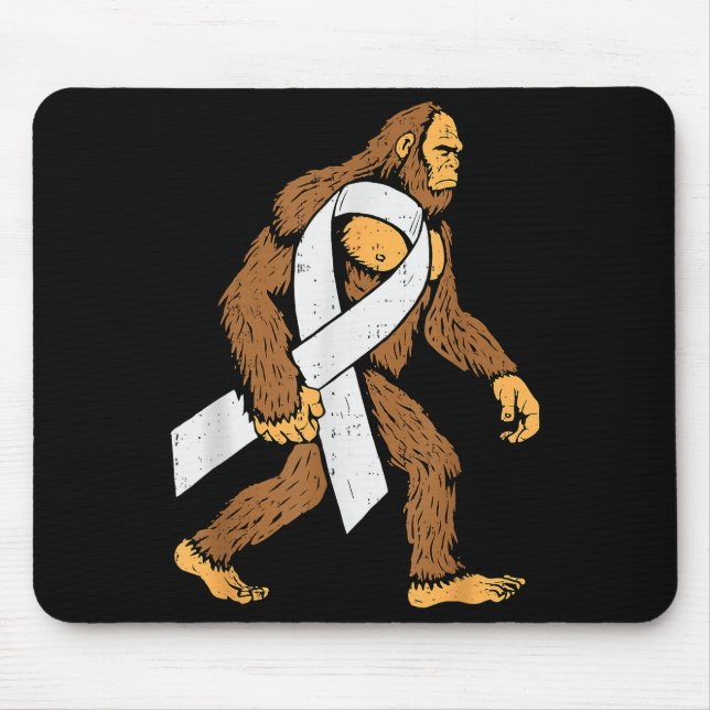 Lung Cancer Awareness Bigfoot White Ribbon Suprt M Mouse Mat (Front)
