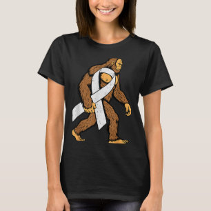 Lung Cancer Awareness Bigfoot White Ribbon Suprt M T-Shirt