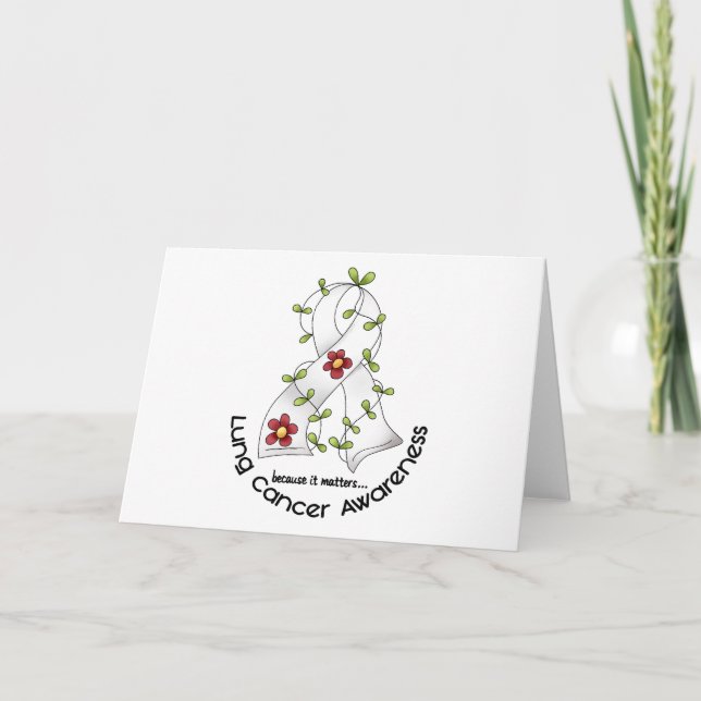 Lung Cancer Awareness FLOWER RIBBON 1 Card (Front)