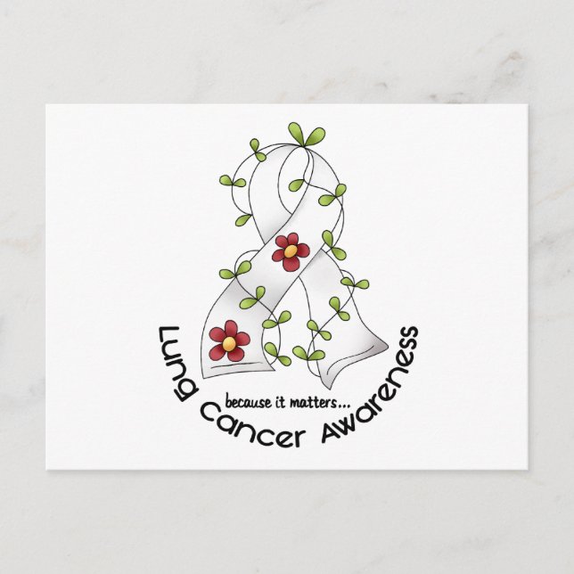 Lung Cancer Awareness FLOWER RIBBON 1 Postcard (Front)