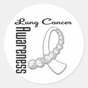 Lung Cancer Awareness Gemstone Ribbon Classic Round Sticker