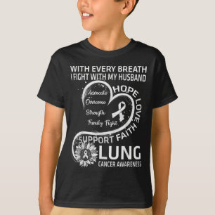 Lung Cancer Awareness Gift Husband Lung Cancer Rib T-Shirt