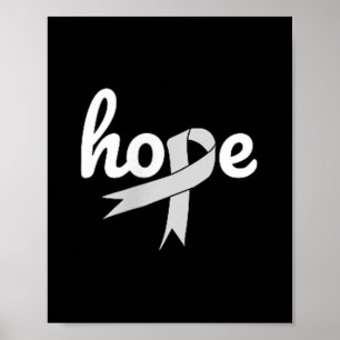 Lung Cancer Awareness Hope White Ribbon Chemo Chem Poster