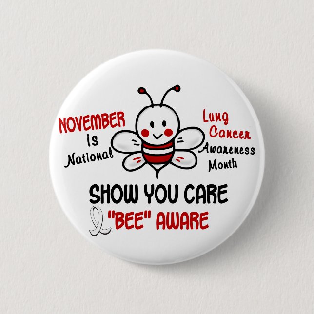 Lung Cancer Awareness Month Bee 1.2 6 Cm Round Badge (Front)