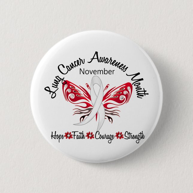 Lung Cancer Awareness Month Butterfly 3.2 6 Cm Round Badge (Front)