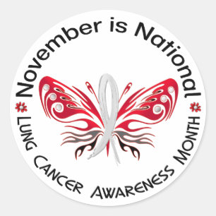 Lung Cancer Awareness Month Butterfly 3.3 Classic Round Sticker