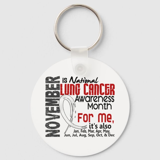 Lung Cancer Awareness Month Every Month For ME Key Ring (Front)