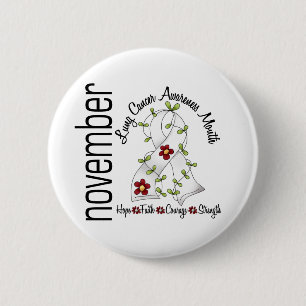 Lung Cancer Awareness Month Flower Ribbon 1 6 Cm Round Badge