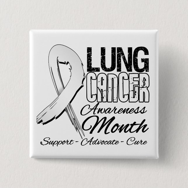 Lung Cancer Awareness Month Grunge Ribbon 15 Cm Square Badge (Front)