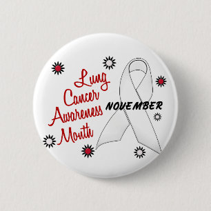 Lung Cancer Awareness Month Pearl Ribbon 1.1 6 Cm Round Badge