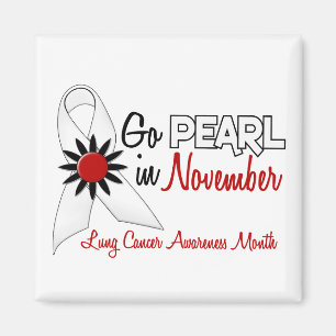 Lung Cancer Awareness Month Pearl Ribbon 1.2 Magnet