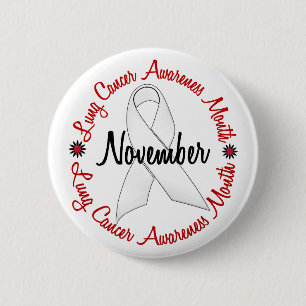 Lung Cancer Awareness Month Pearl Ribbon 1.3 6 Cm Round Badge