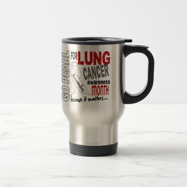 Lung Cancer Awareness Month Pearl Ribbon 1.4 Travel Mug (Right)