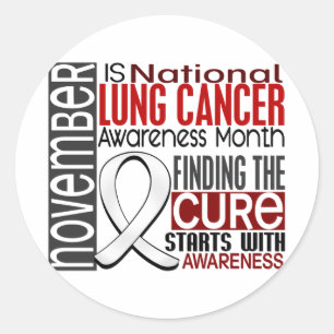 Lung Cancer Awareness Month Pearl Ribbon I2.5 Classic Round Sticker