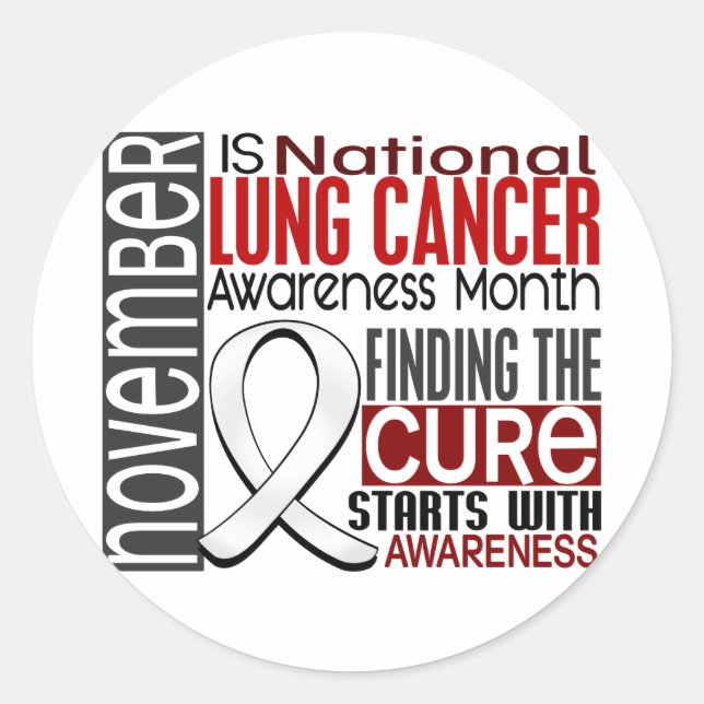 Lung Cancer Awareness Month Pearl Ribbon I2.5 Classic Round Sticker (Front)