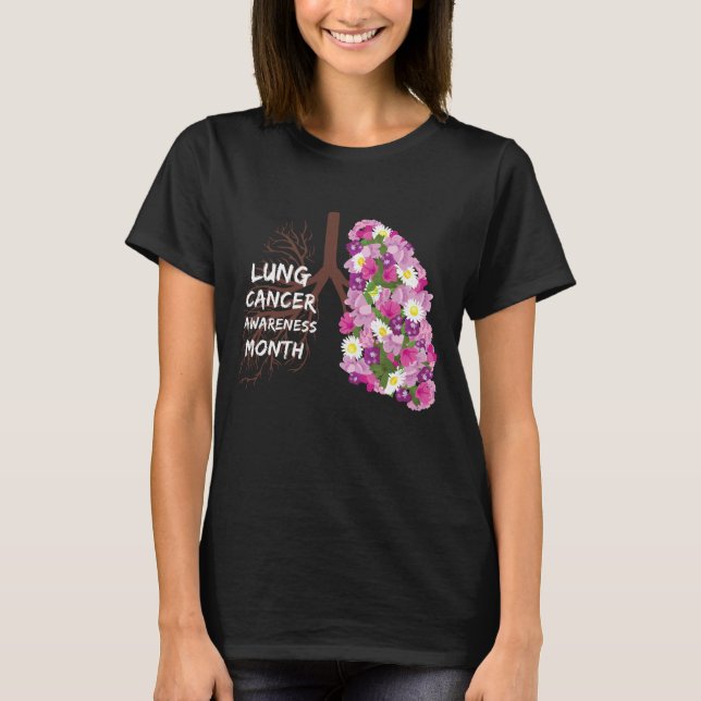 lung cancer awareness month with flowers T-Shirt (Front)