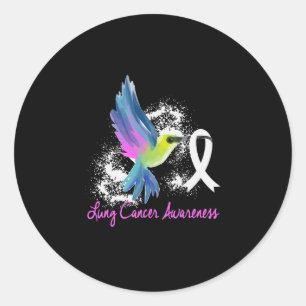 Lung Cancer Awareness Pearl Ribbon Classic Round Sticker