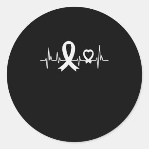 Lung Cancer Awareness Pearl Ribbon Classic Round Sticker