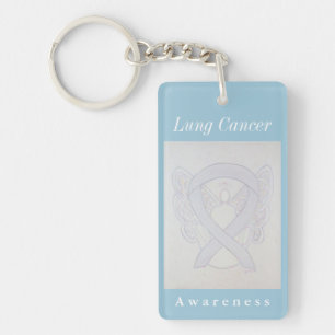Lung Cancer Awareness Pearl Ribbon Keychain