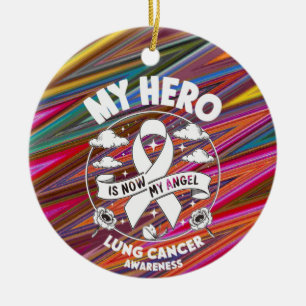 Lung Cancer Awareness Ribbon  Ceramic Tree Decoration