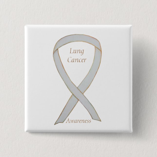 Lung Cancer Awareness Ribbon Custom Art Pin (Front)