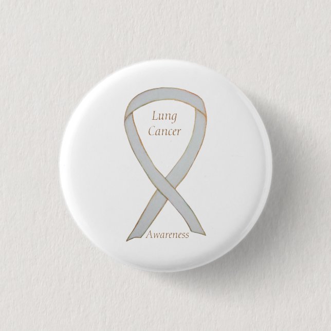 Lung Cancer Awareness Ribbon Custom Art Pin (Front)