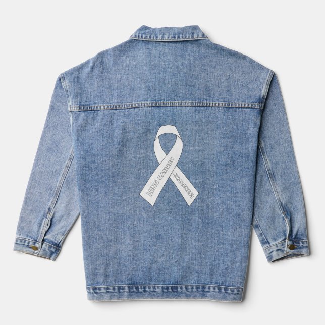 lung cancer Awareness Ribbon Denim Jacket (Back)