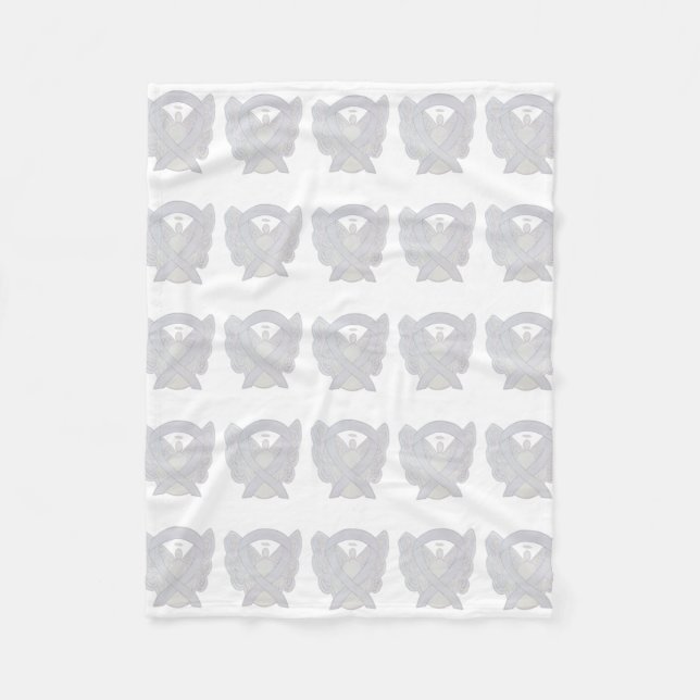 Lung Cancer Awareness Ribbon Fleece Blankets (Front)