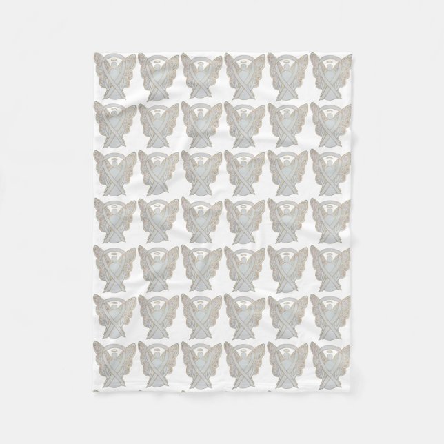 Lung Cancer Awareness Ribbon Fleece Blankets (Front)