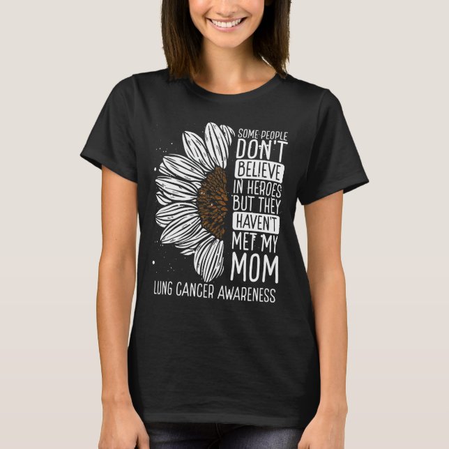 Lung Cancer Awareness Ribbon Mom Warrior T-Shirt (Front)