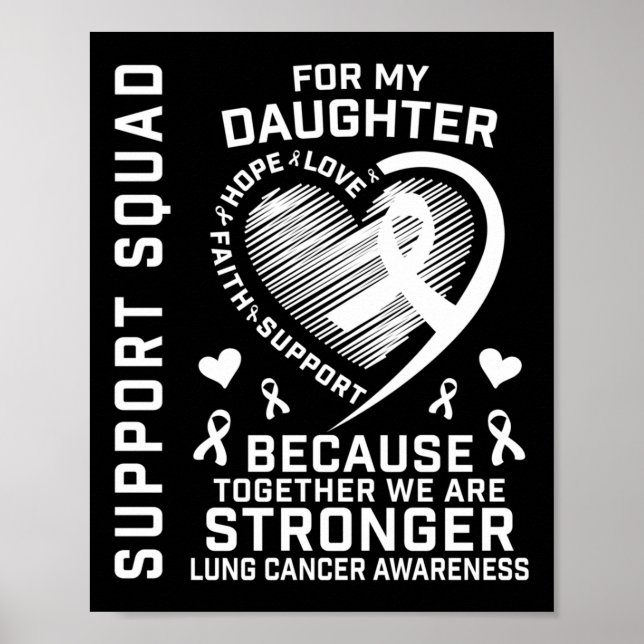 Lung Cancer Awareness Shirts Daughter Ribbon Famil Poster (Front)