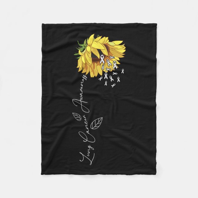 Lung Cancer Awareness Sunflower  Fleece Blanket (Front)