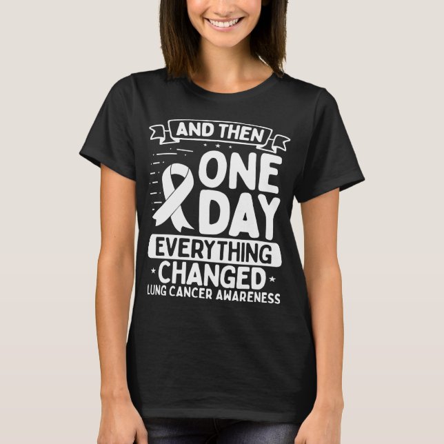 Lung Cancer Awareness  Warrior Survivor Ribbon T-Shirt (Front)