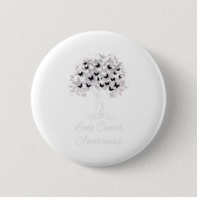 Lung Cancer Awareness Warrior Tree Hope Gift 6 Cm Round Badge (Front)
