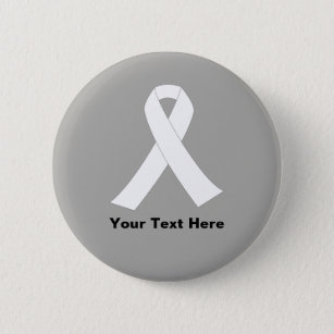 Lung Cancer Awareness White Ribbon 6 Cm Round Badge
