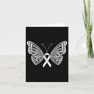 Lung Cancer Awareness White Ribbon Butterfly Wings Card