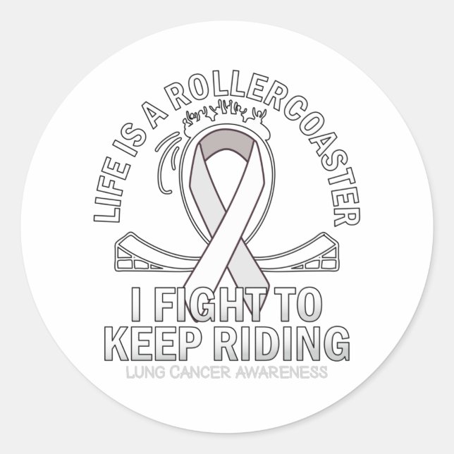 Lung cancer awareness white ribbon classic round sticker (Front)