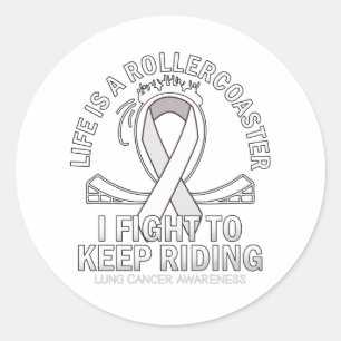 Lung cancer awareness white ribbon classic round sticker