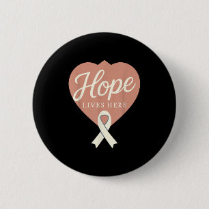 Lung Cancer Awareness White Ribbon Warrior Breathe 6 Cm Round Badge
