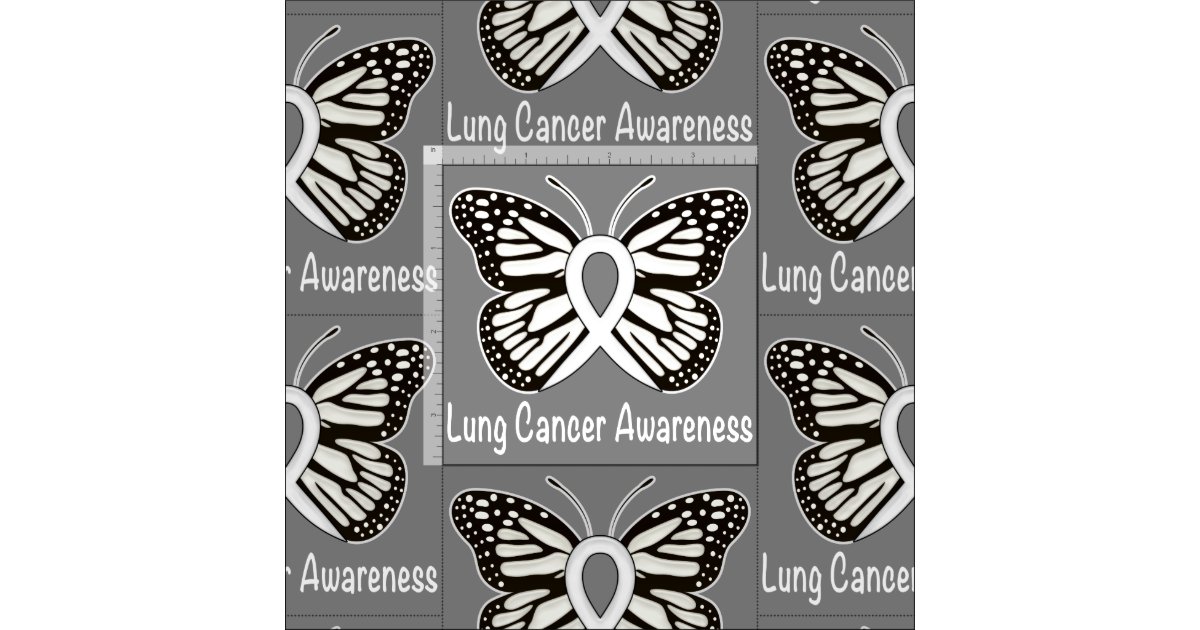 Lung Cancer Butterfly Awareness Ribbon Fabric | Zazzle.co.uk