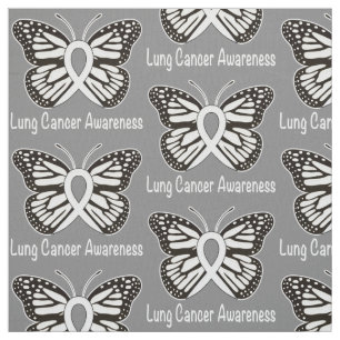 Lung Cancer Butterfly Awareness Ribbon Fabric