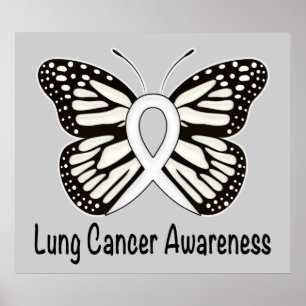 Lung Cancer Butterfly Awareness Ribbon Poster