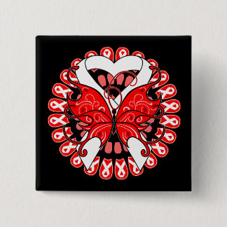 Lung Cancer Butterfly Circle of Ribbons 15 Cm Square Badge